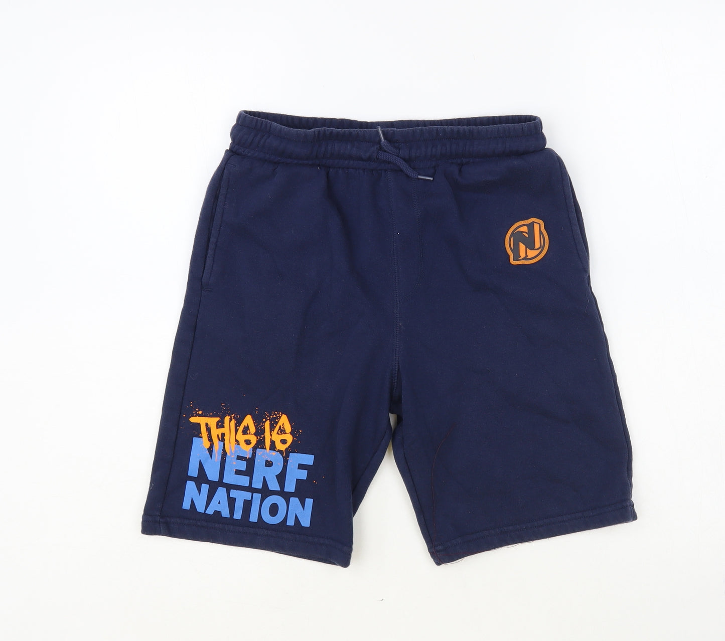 NERF Boys Blue Cotton Sweat Shorts Size 11-12 Years Regular Drawstring - Nerf Nation