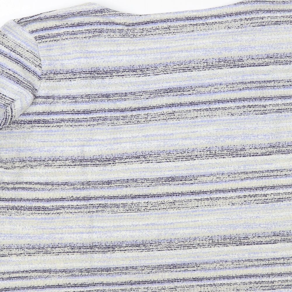 Cotswold Collections Womens Blue Round Neck Striped Acrylic Pullover Jumper Size L