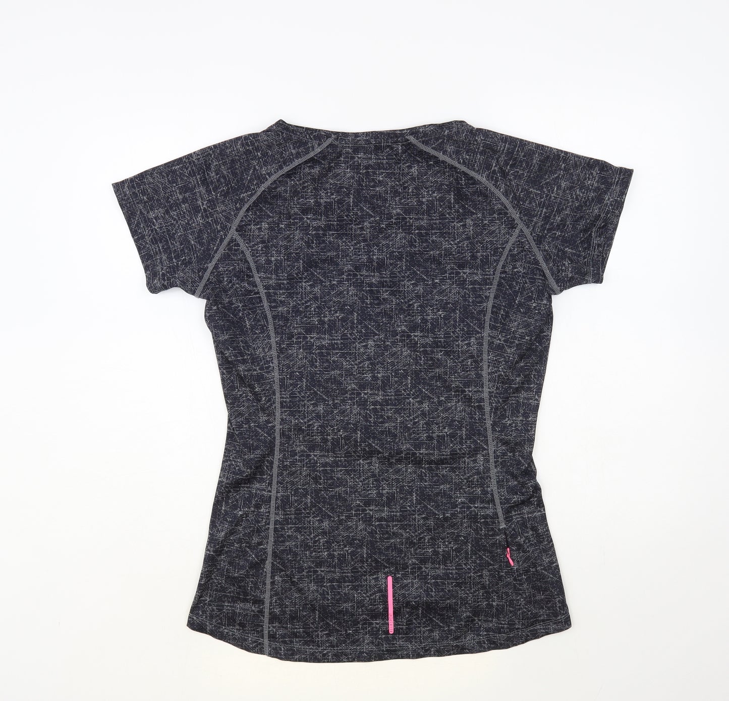 Elle Sport Womens Blue Geometric Polyester Pullover T-Shirt Size M V-Neck Pullover