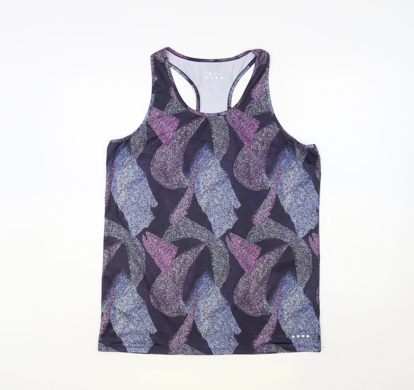 Souluxe Womens Blue Geometric Polyester Pullover Tank Size L Scoop Neck Pullover