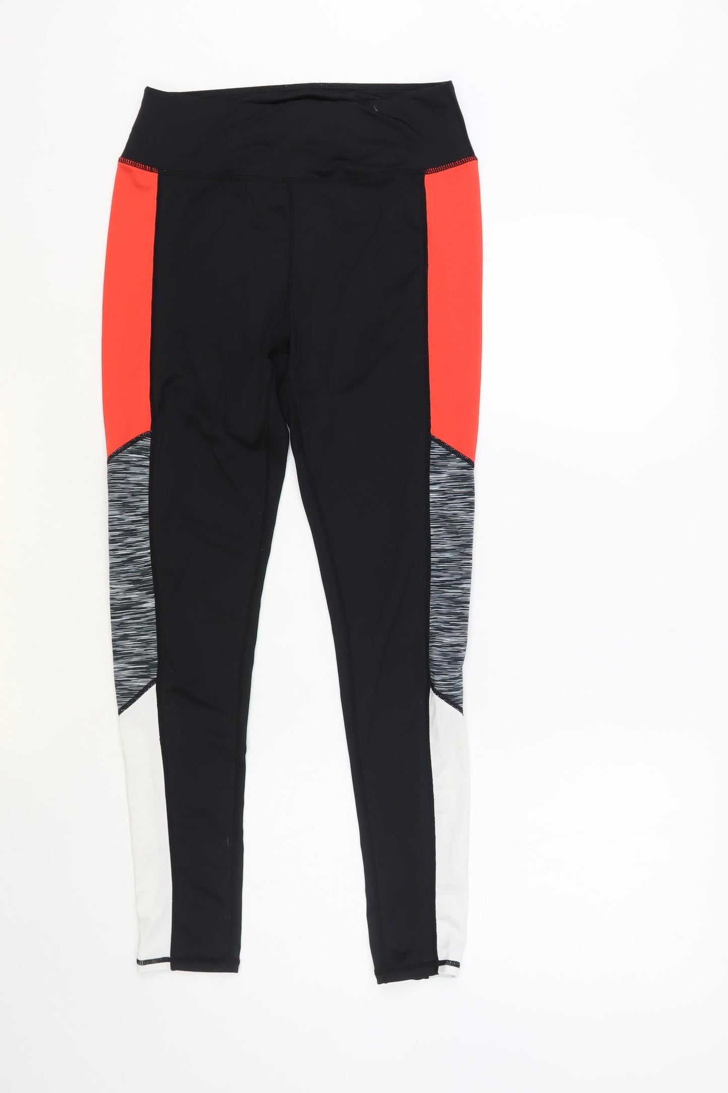 Primark Womens Black Colourblock Polyester Compression Leggings Size 10 L27 in Regular Pullover