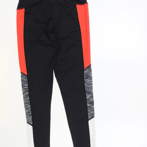 Primark Womens Black Colourblock Polyester Compression Leggings Size 10 L27 in Regular Pullover