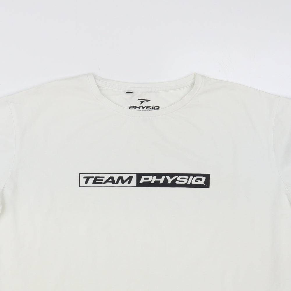 Physiq Mens White Cotton Pullover T-Shirt Size L Crew Neck Pullover