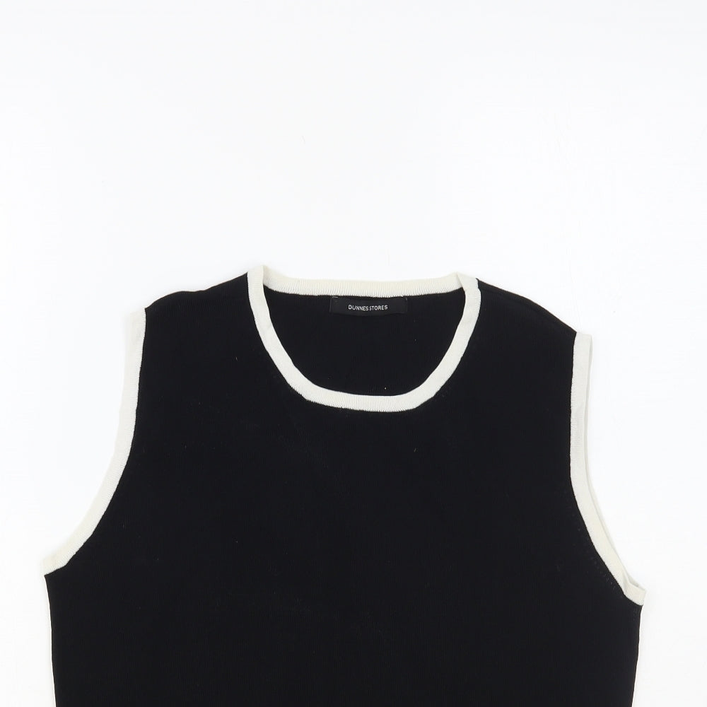 Dunnes Stores Womens Black Round Neck Viscose Pullover Jumper Size 16 - Contrasting Trim