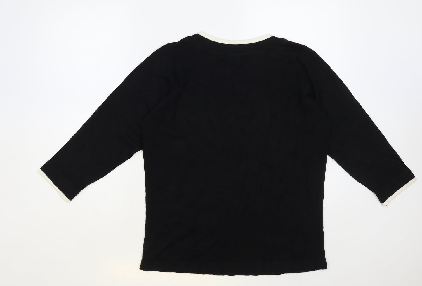 Profile Womens Black Round Neck Viscose Pullover Jumper Size 16 - Contrasting Trim