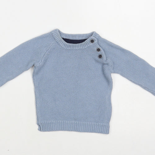 Primark Baby Blue Cotton Pullover Jumper Size 6-9 Months Button