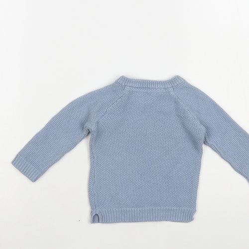 Primark Baby Blue Cotton Pullover Jumper Size 6-9 Months Button