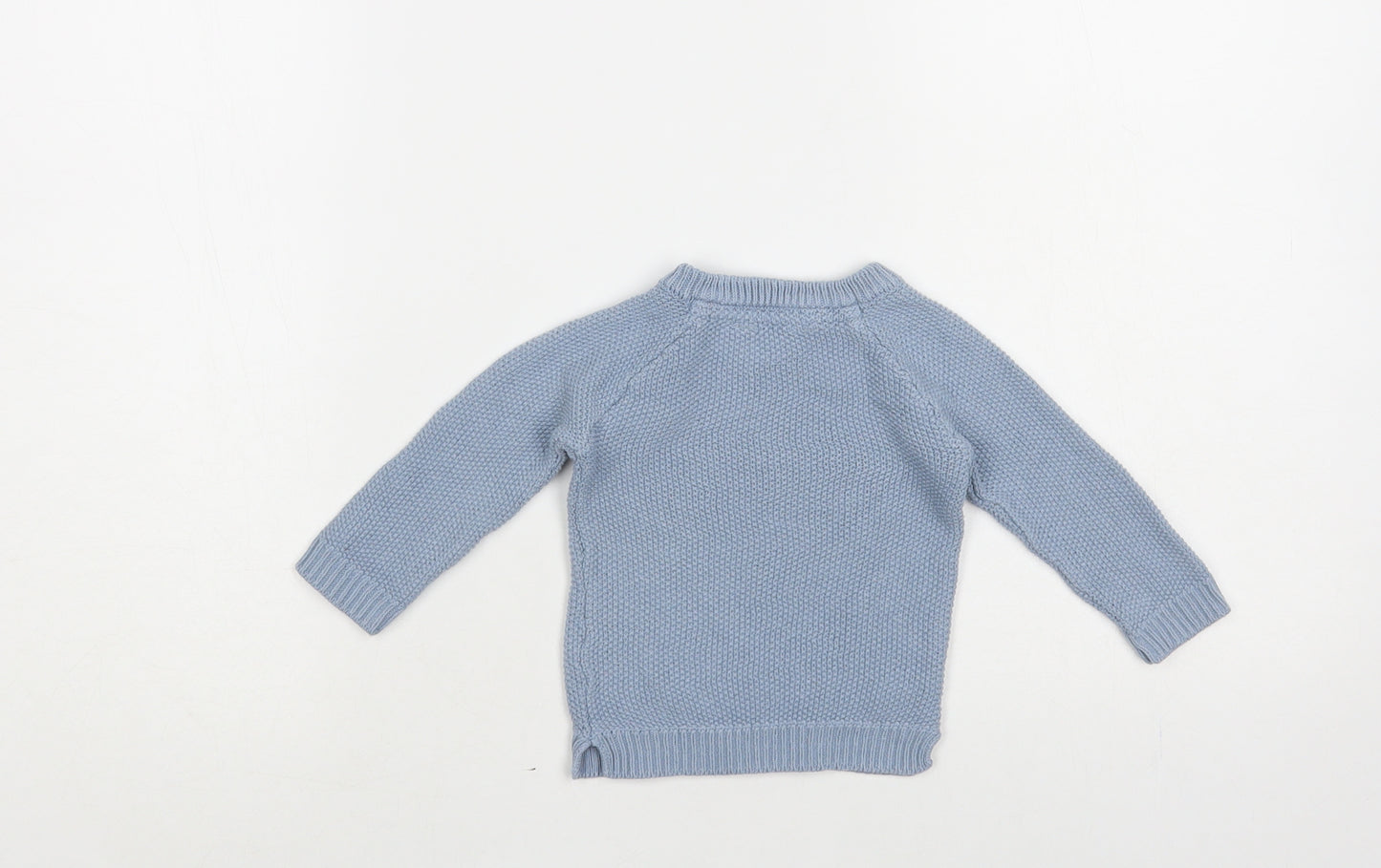 Primark Baby Blue Cotton Pullover Jumper Size 6-9 Months Button