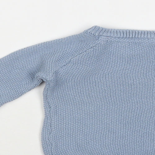 Primark Baby Blue Cotton Pullover Jumper Size 6-9 Months Button