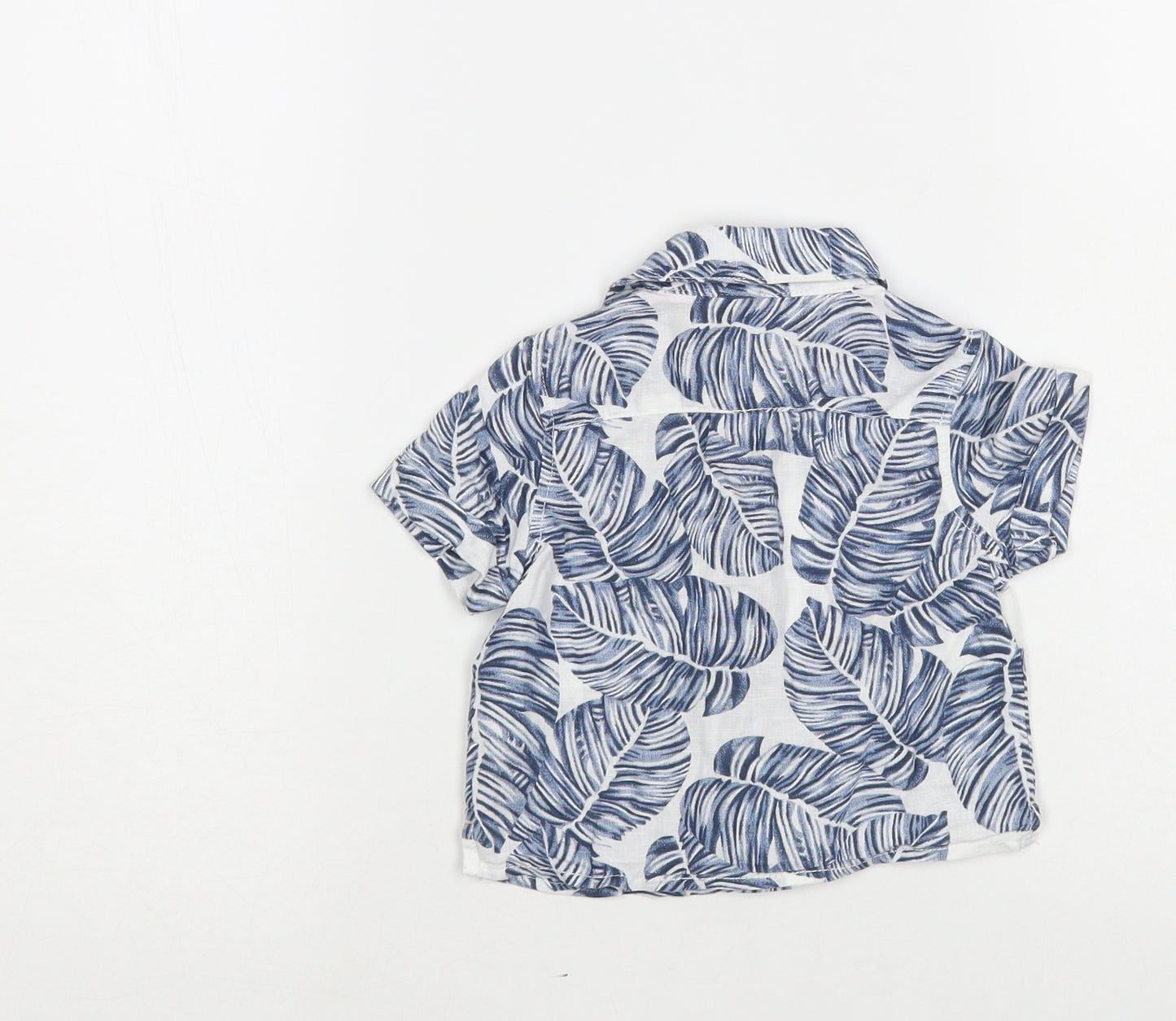 Primark Baby White Floral Linen Basic Button-Up Size 3-6 Months Collared Button