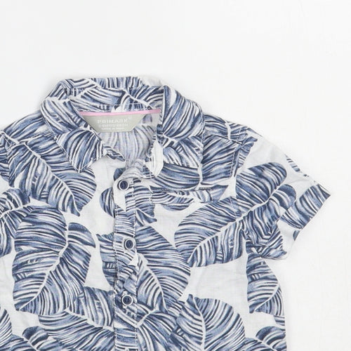 Primark Baby White Floral Linen Basic Button-Up Size 3-6 Months Collared Button