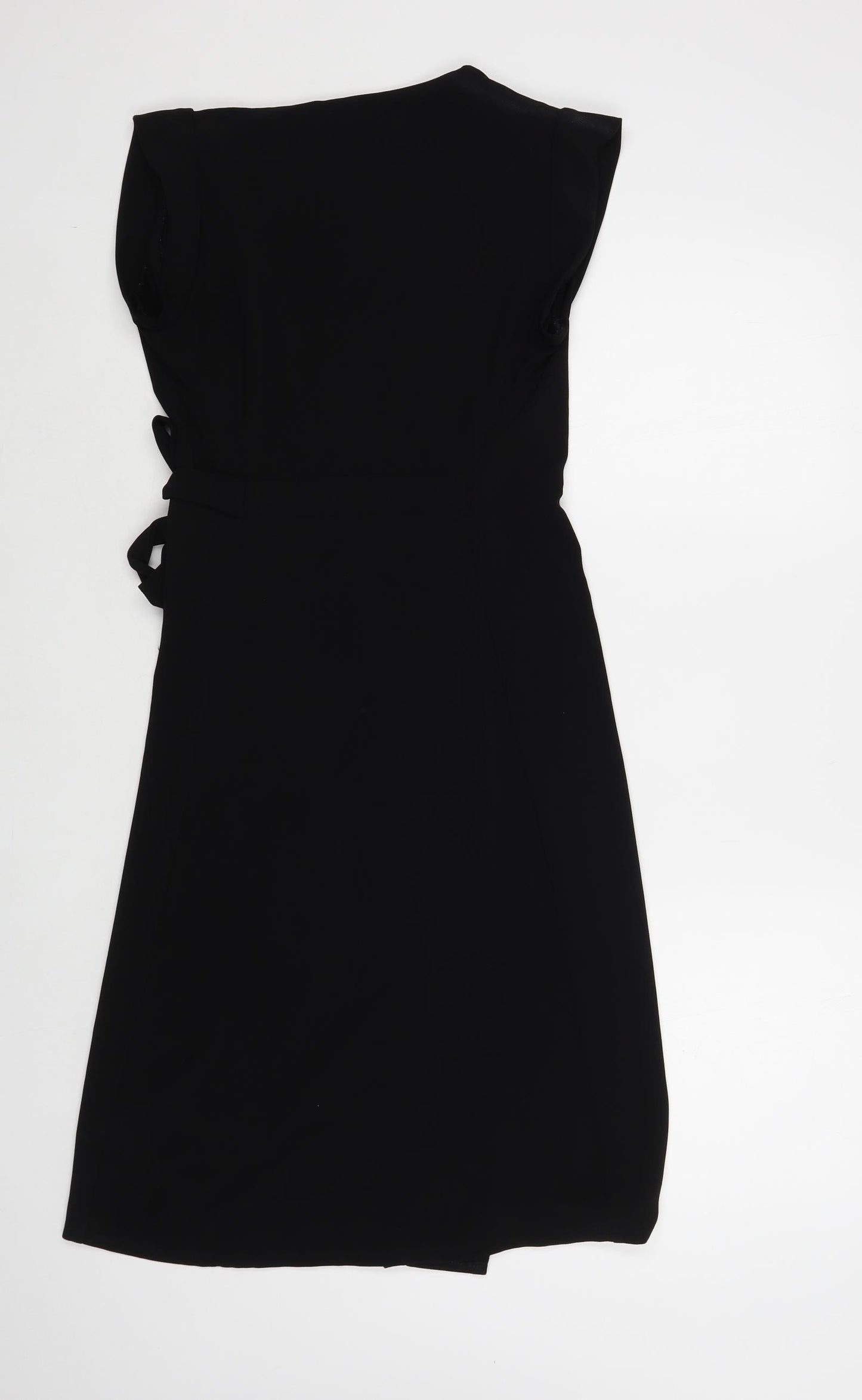 ASOS Womens Black Polyester Wrap Dress Size 4 V-Neck Tie