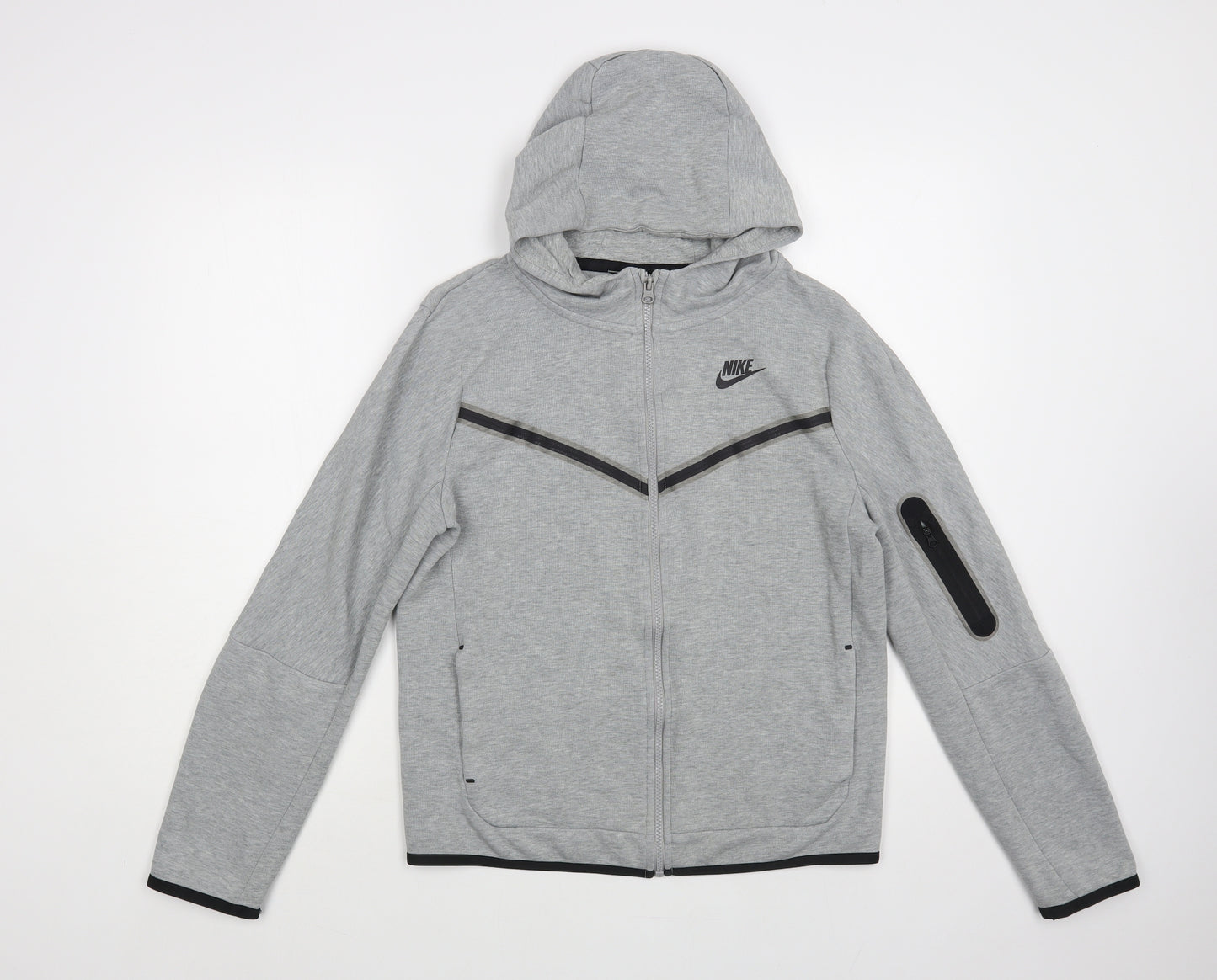 Nike Boys Grey Cotton Full Zip Hoodie Size 13-14 Years Zip