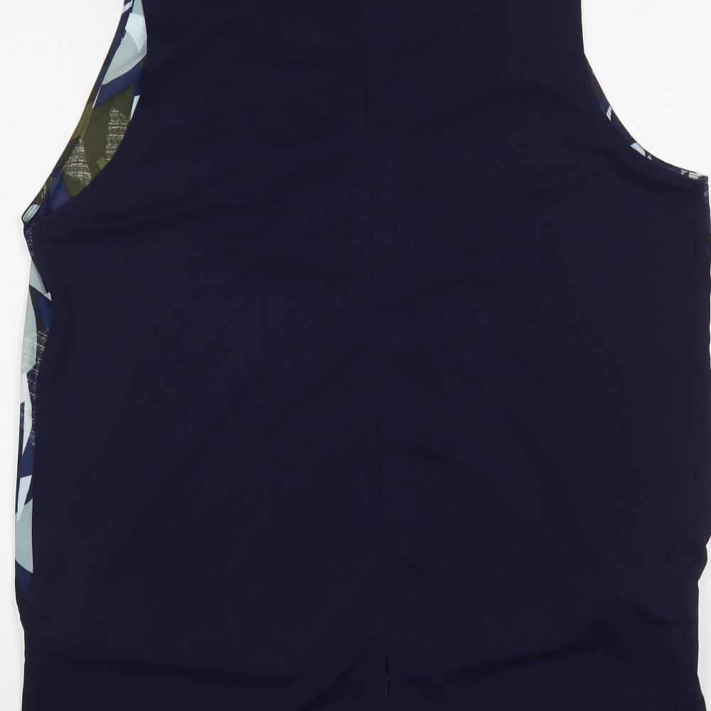 NEXT Womens Blue Geometric Polyester Basic Blouse Size 16 V-Neck