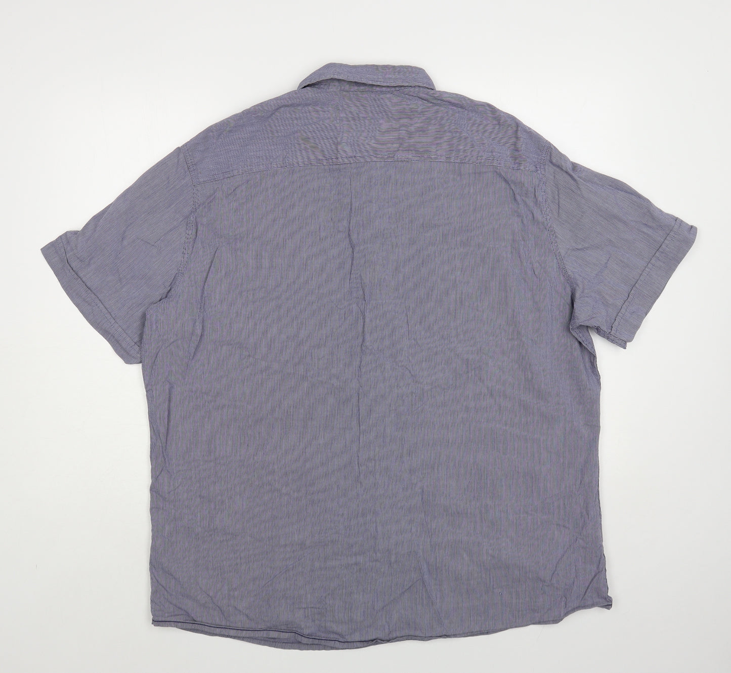Marks and Spencer Mens Blue Cotton Button-Up Size 2XL Collared Button