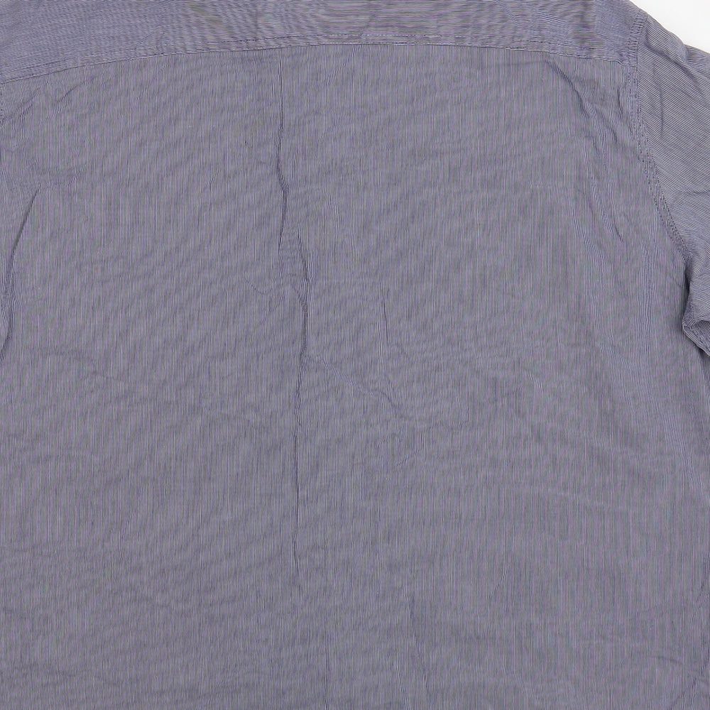 Marks and Spencer Mens Blue Cotton Button-Up Size 2XL Collared Button