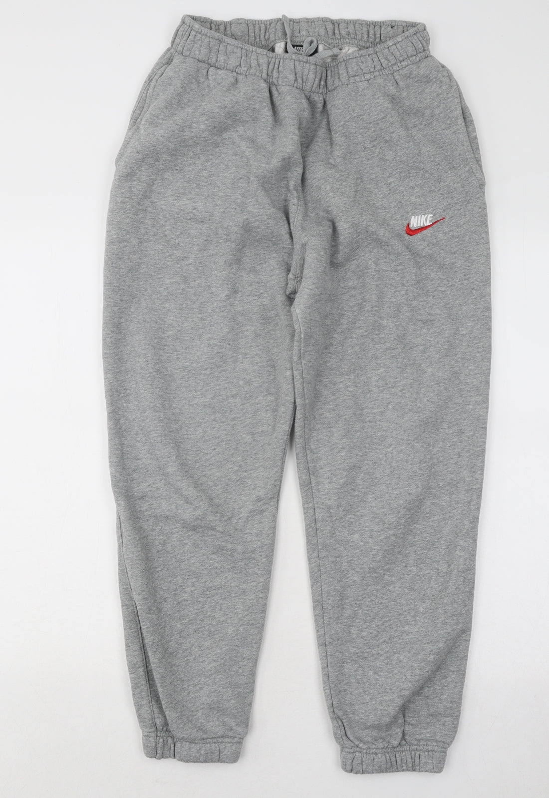 Nike Mens Grey Cotton Jogger Trousers Size M L26 in Regular Drawstring