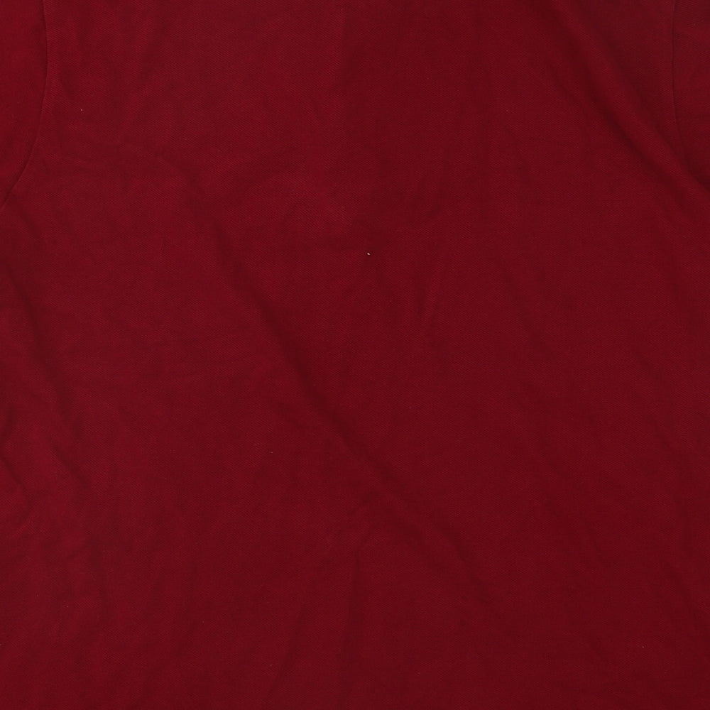 Lacoste Mens Red Cotton Polo Size L Collared Button