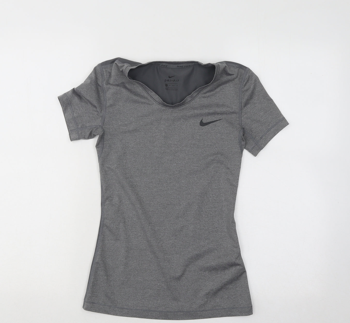 Nike Womens Grey Polyester Basic T-Shirt Size XS V-Neck Pullover