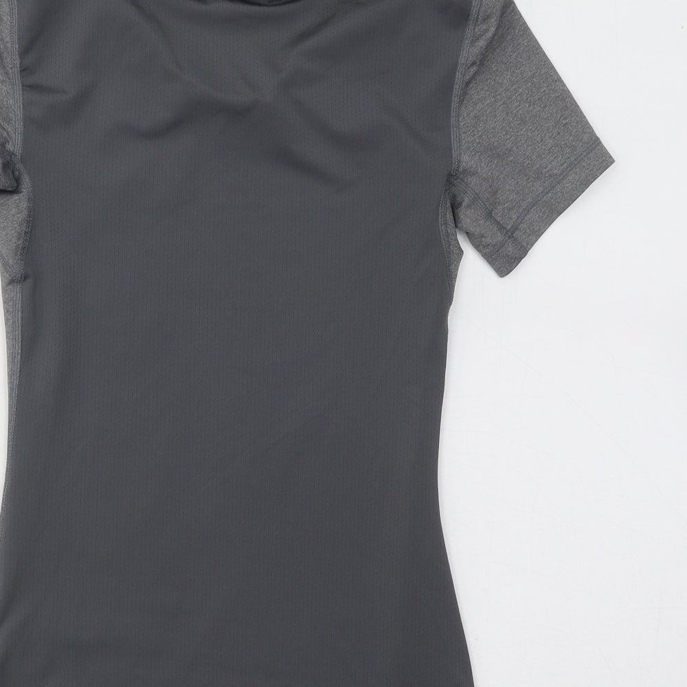 Nike Womens Grey Polyester Basic T-Shirt Size XS V-Neck Pullover