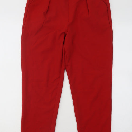 Stradivarius Womens Red Polyester Carrot Trousers Size S L24 in Regular
