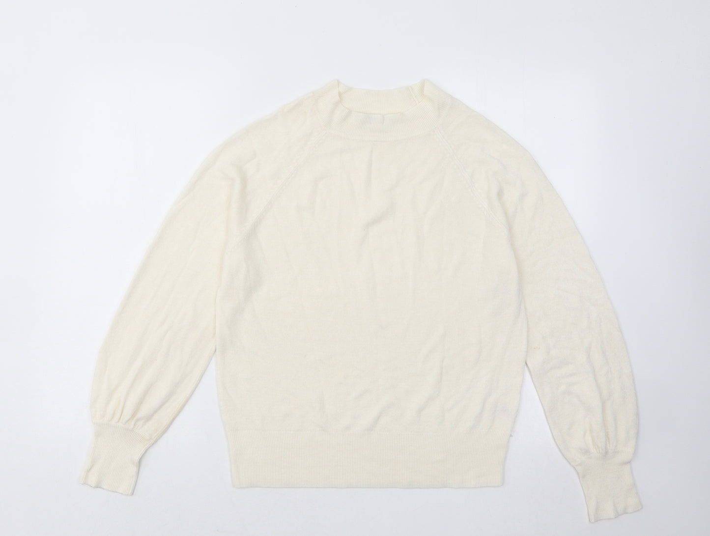 George Womens Ivory Mock Neck Acrylic Pullover Jumper Size 12