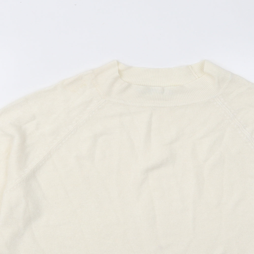 George Womens Ivory Mock Neck Acrylic Pullover Jumper Size 12