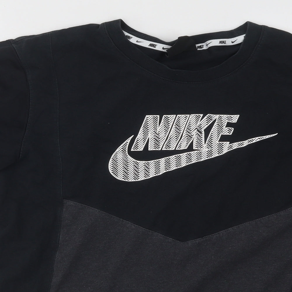 Nike Mens Black Cotton T-Shirt Size M Round Neck