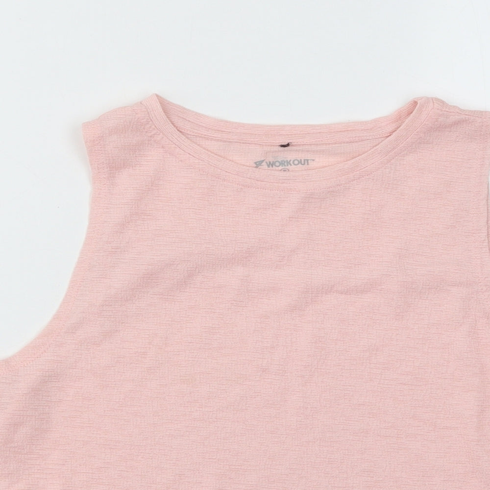 WORKOUT Womens Pink Polyester Basic Tank Size 10 Round Neck Pullover