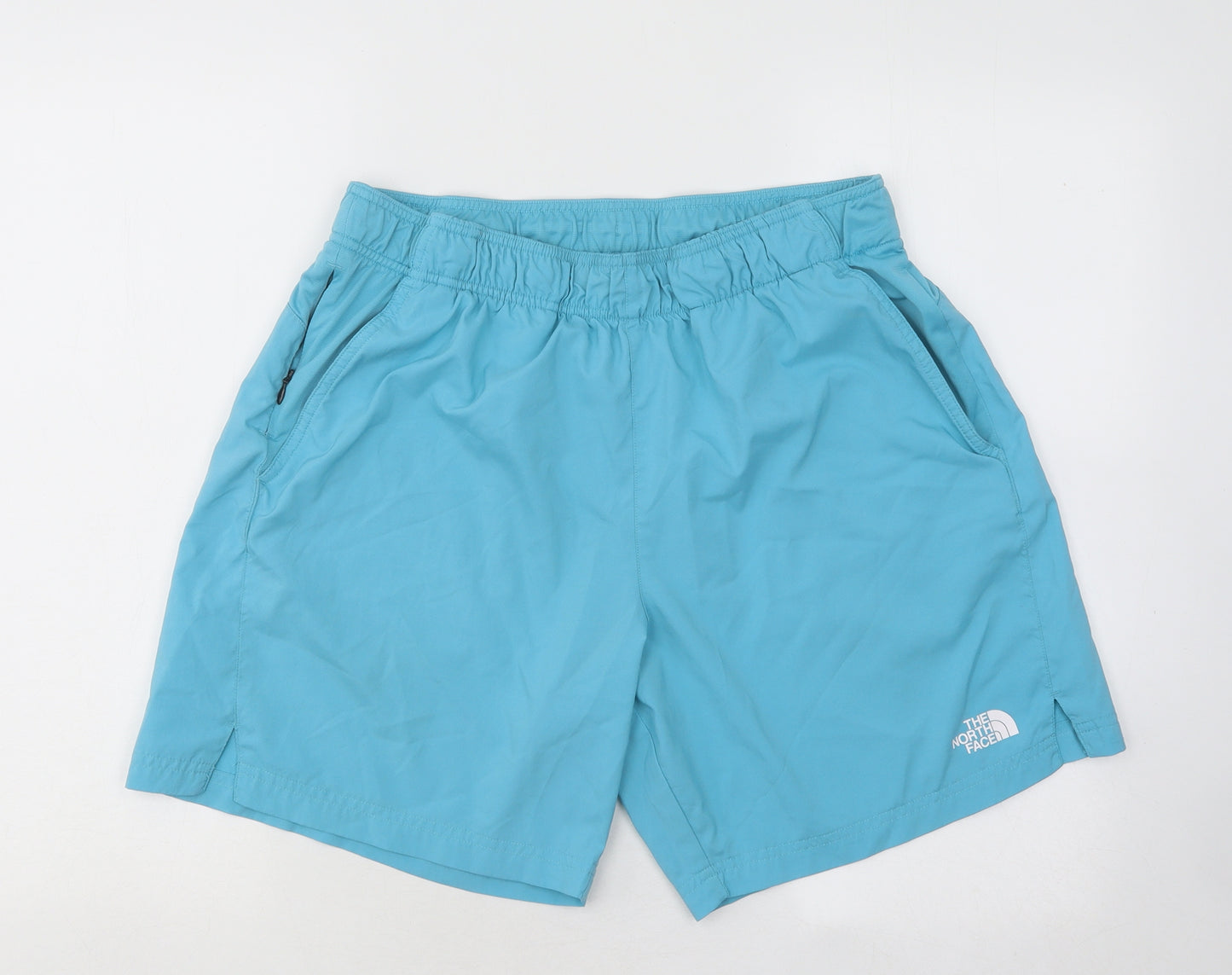 The North Face Mens Blue Polyester Sweat Shorts Size L Regular Drawstring