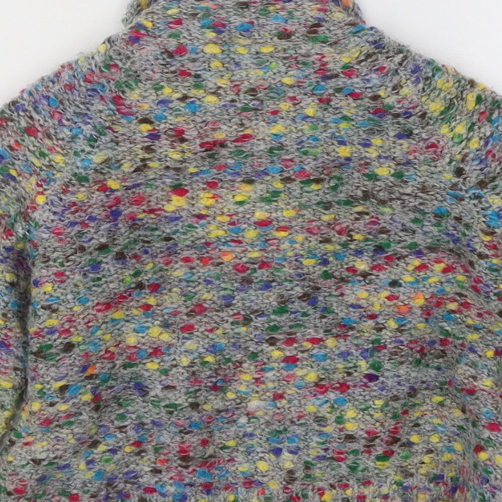 NEXT Girls Multicoloured Collared Geometric Acrylic Cardigan Jumper Size 2-3 Years Button