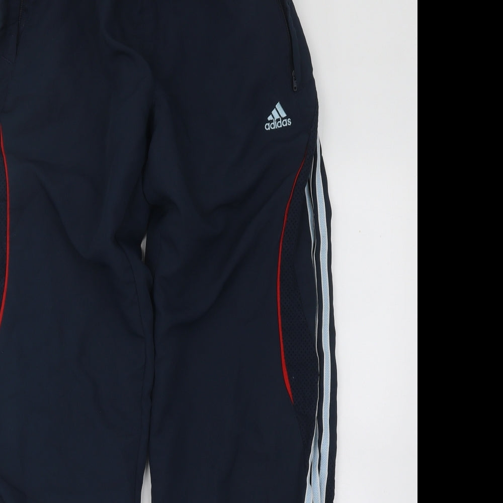 adidas Mens Blue Polyester Jogger Trousers Size S L27 in Regular Drawstring
