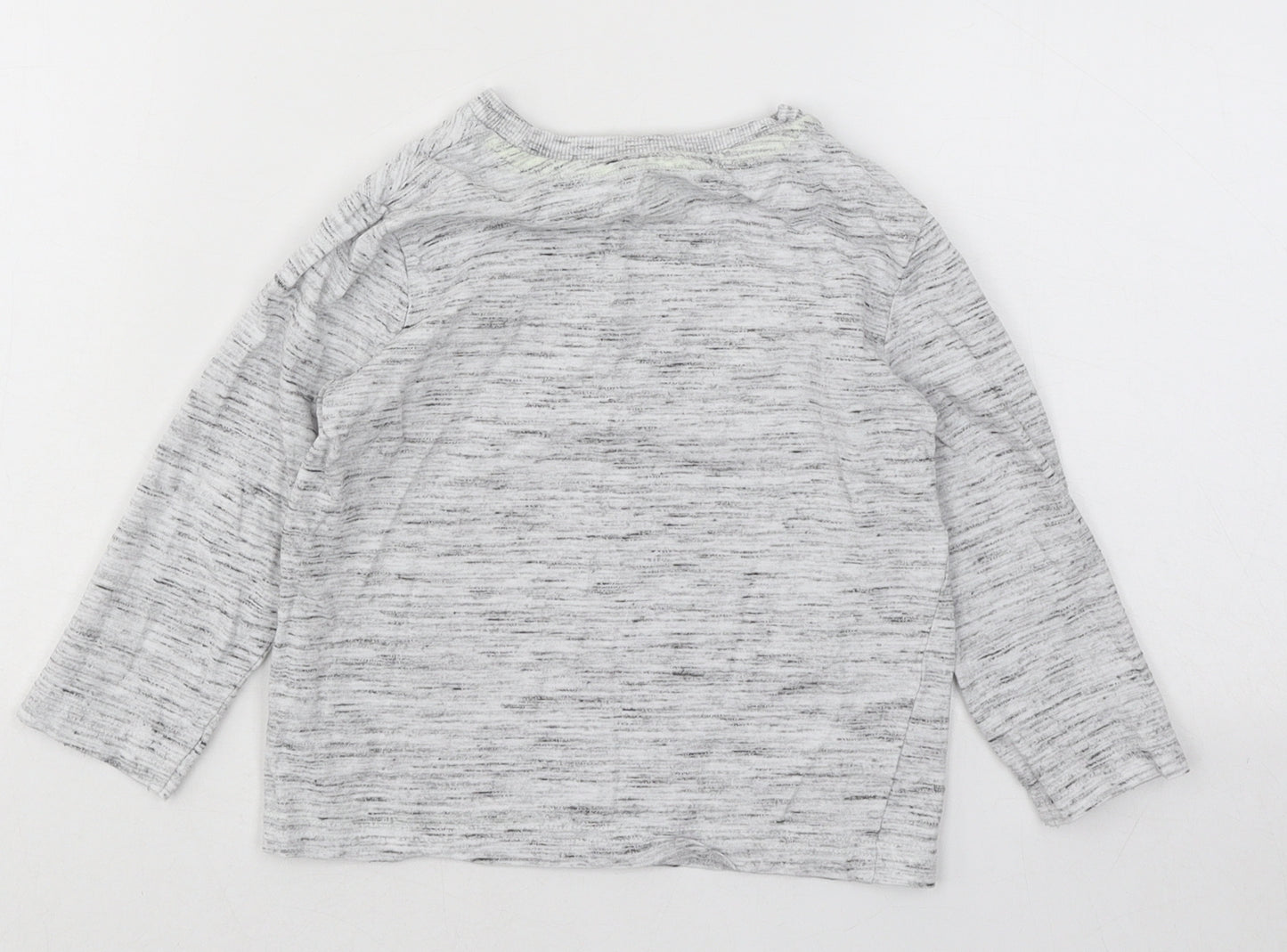 F&F Boys Grey Geometric Cotton Basic T-Shirt Size 2-3 Years Round Neck Pullover - Dinosaur