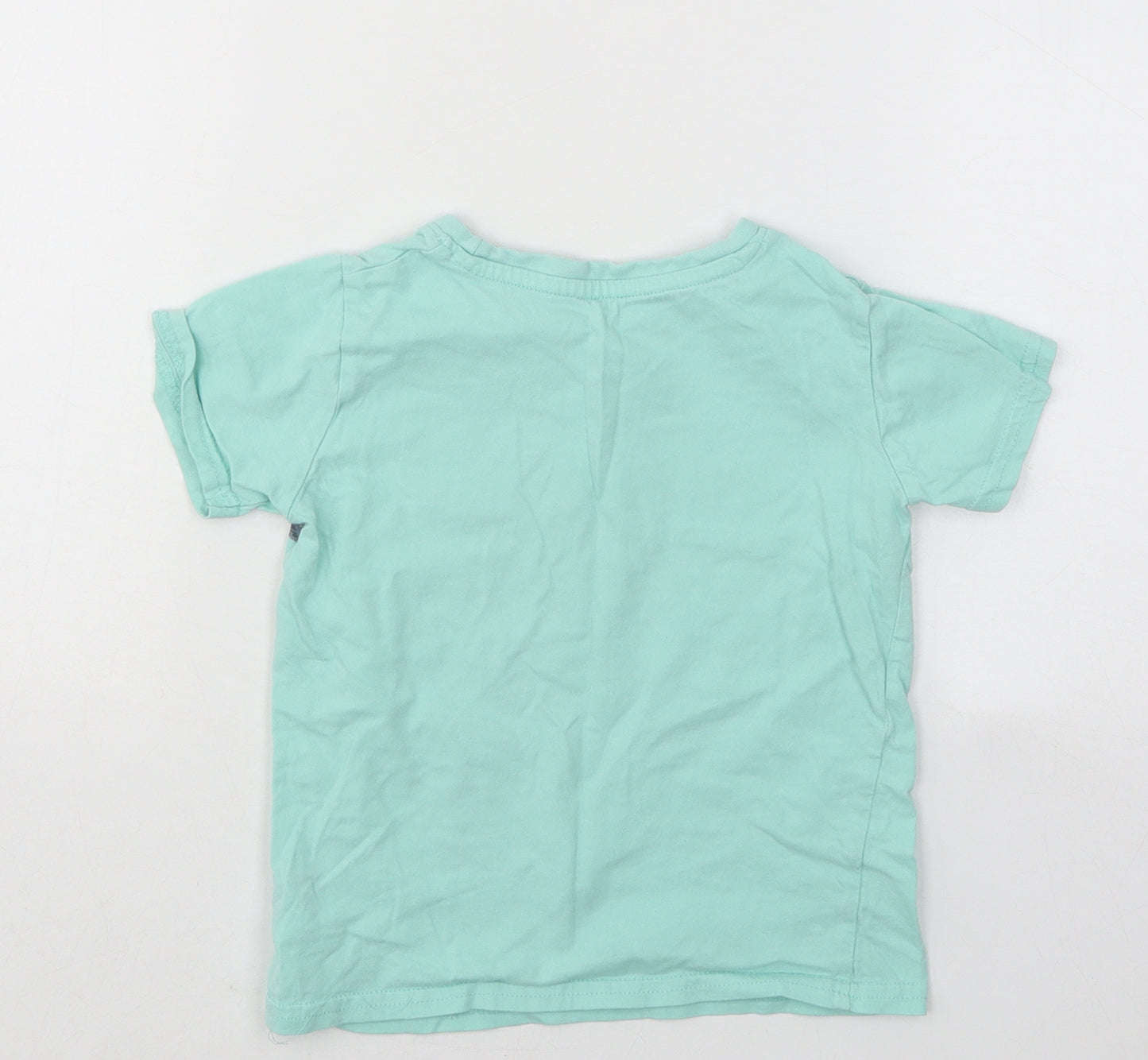 Dunnes Stores Boys Blue Cotton Basic T-Shirt Size 2-3 Years Round Neck Pullover - Football