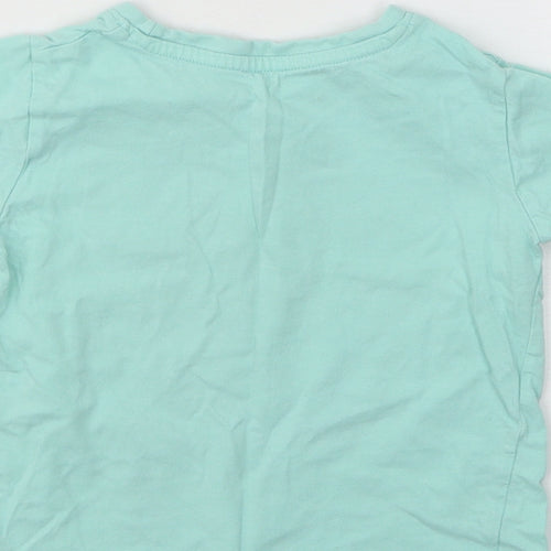Dunnes Stores Boys Blue Cotton Basic T-Shirt Size 2-3 Years Round Neck Pullover - Football