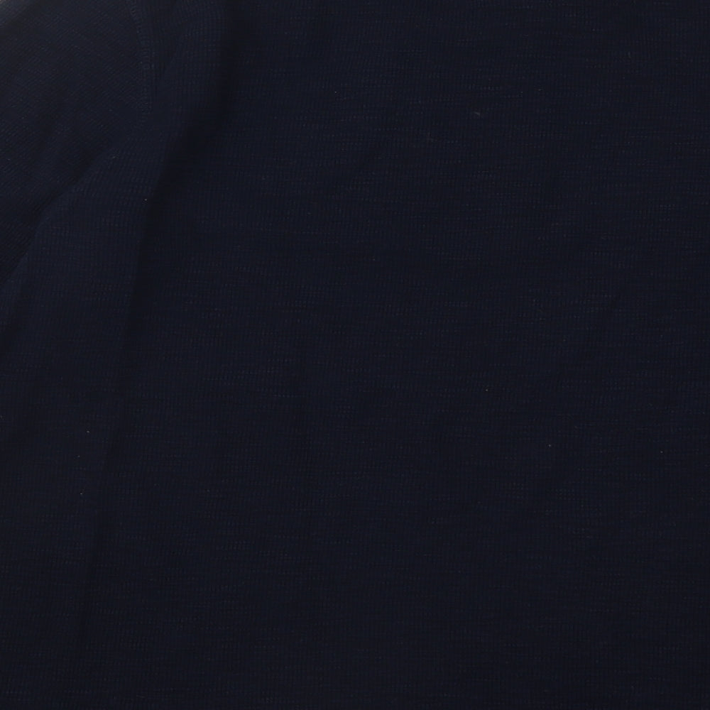 BHS Mens Blue Round Neck Cotton Henley Jumper Size M