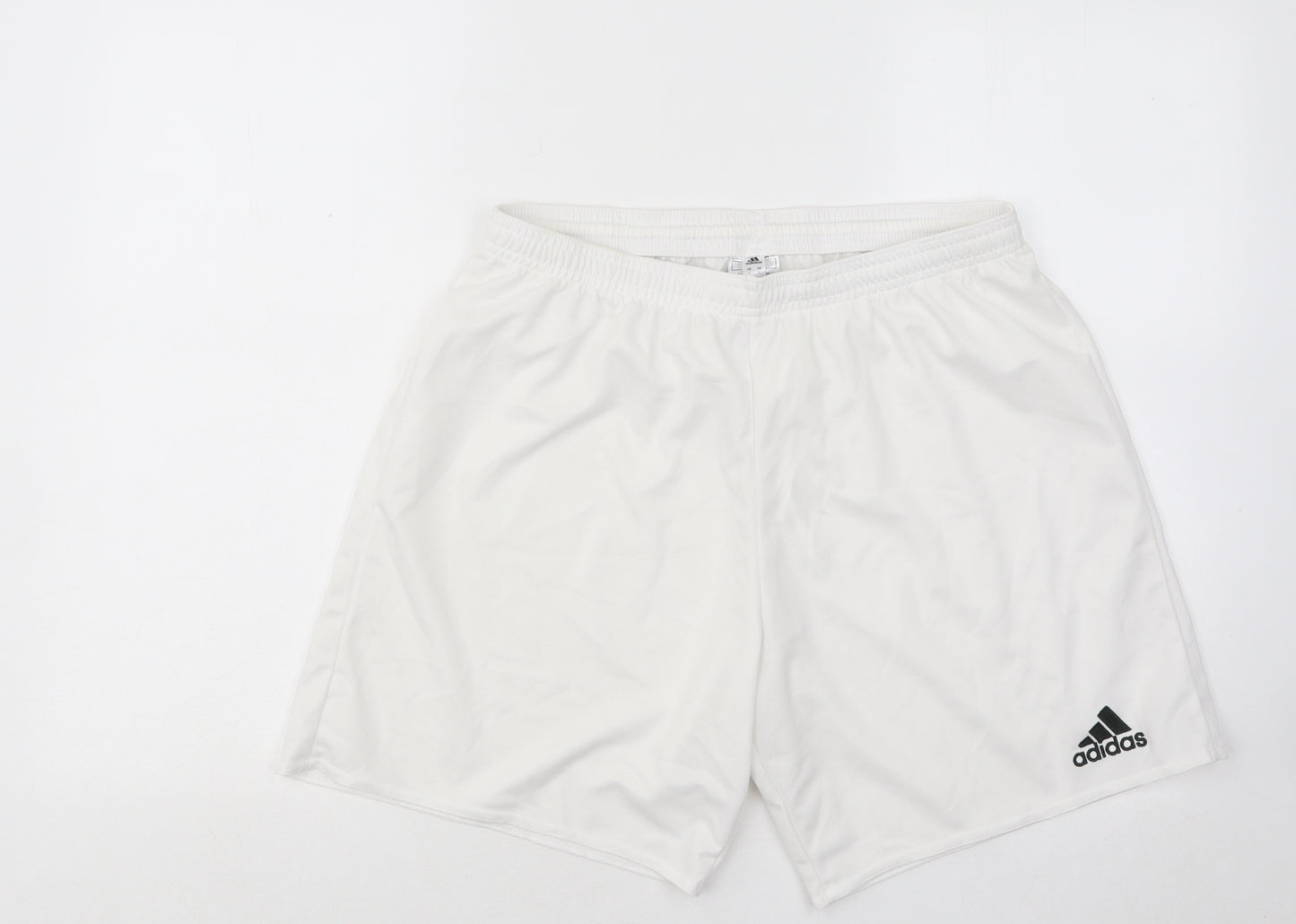 adidas Mens White Polyester Sweat Shorts Size L Regular Drawstring