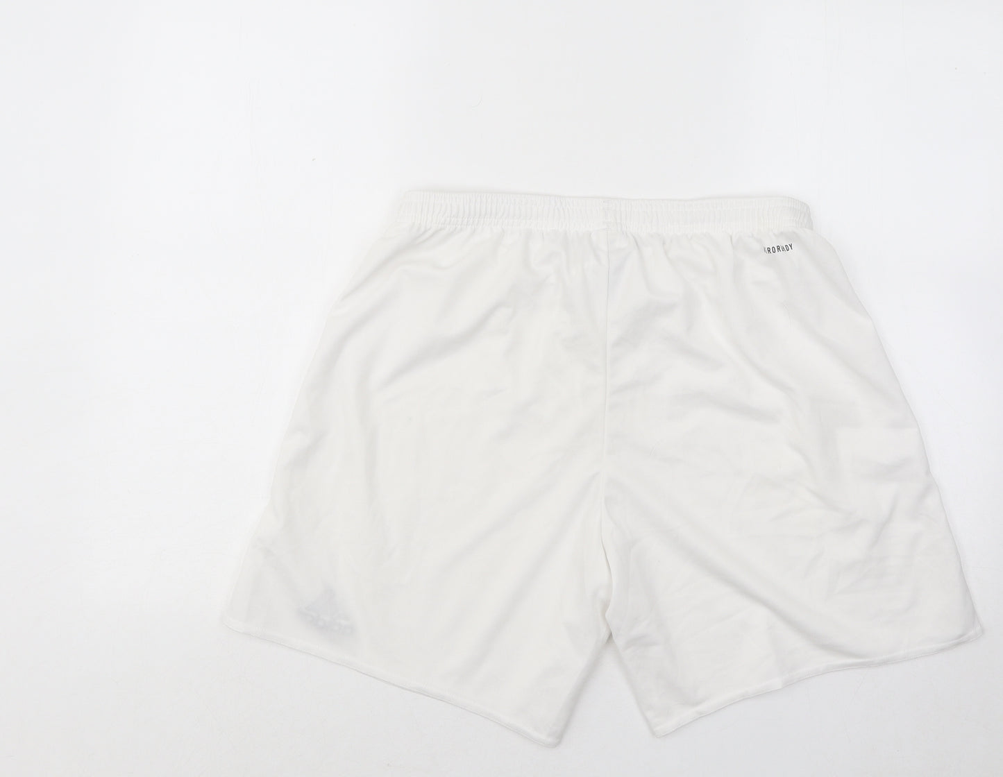 adidas Mens White Polyester Sweat Shorts Size L Regular Drawstring