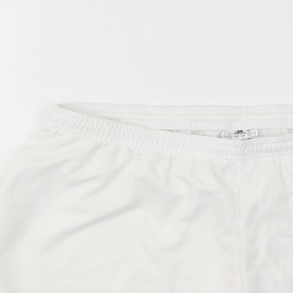 adidas Mens White Polyester Sweat Shorts Size L Regular Drawstring