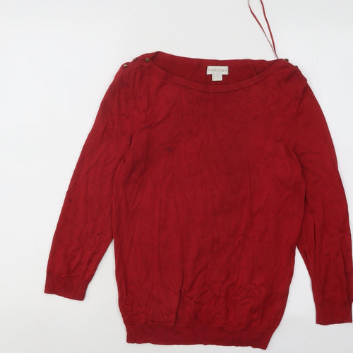 Monsoon Womens Red Boat Neck Viscose Pullover Jumper Size 10