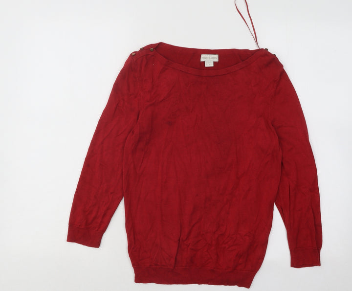 Monsoon Womens Red Boat Neck Viscose Pullover Jumper Size 10