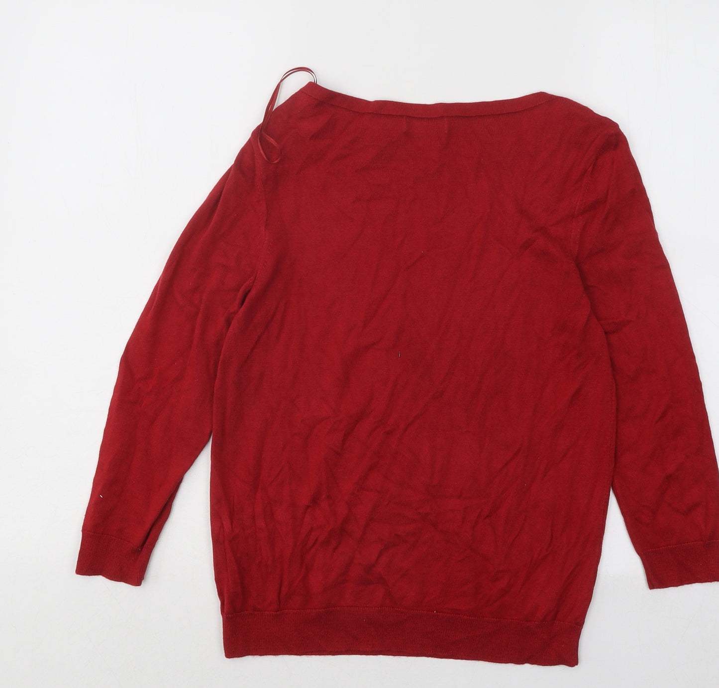 Monsoon Womens Red Boat Neck Viscose Pullover Jumper Size 10
