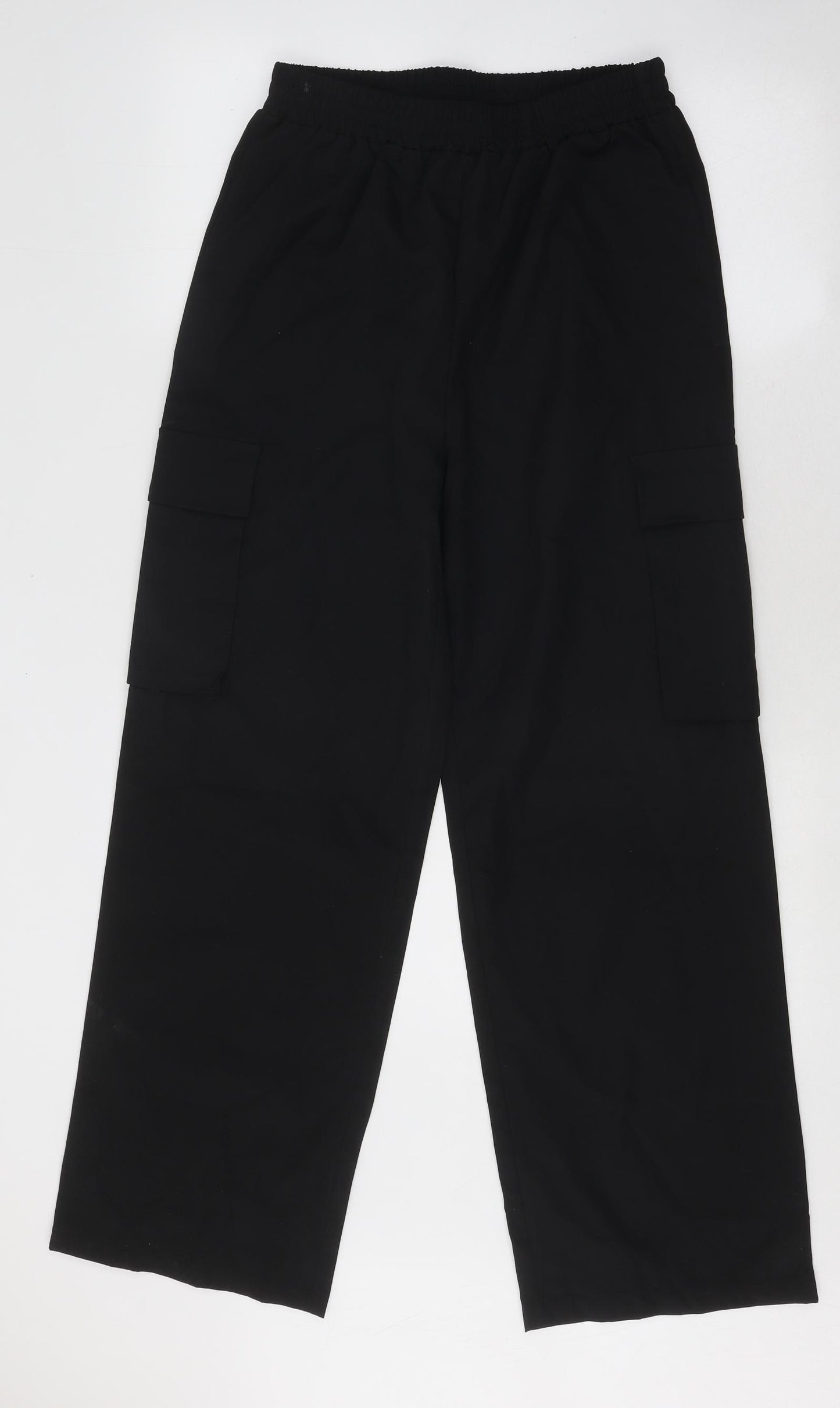SheIn Mens Black Polyester Cargo Trousers Size M L28 in Regular