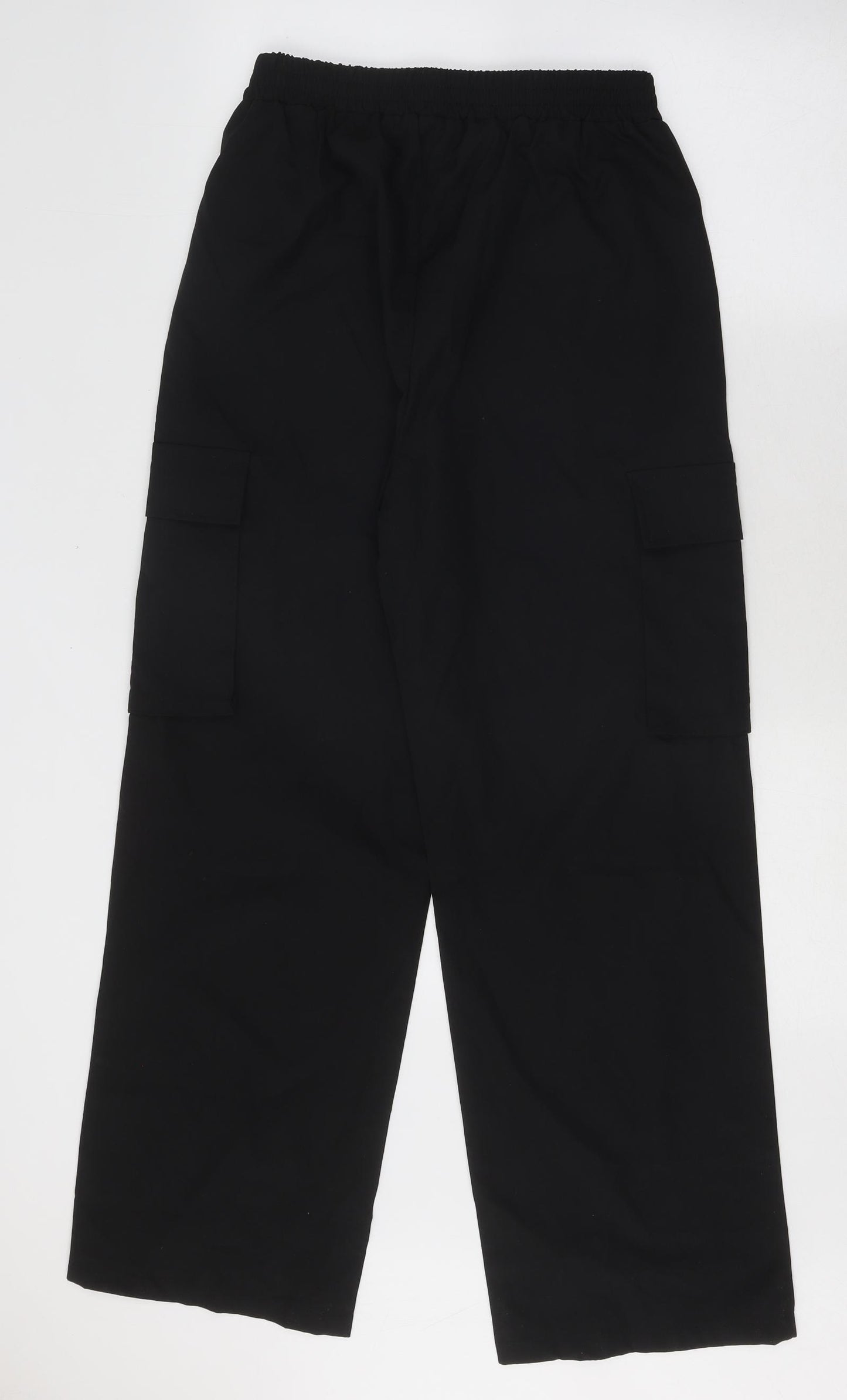 SheIn Mens Black Polyester Cargo Trousers Size M L28 in Regular