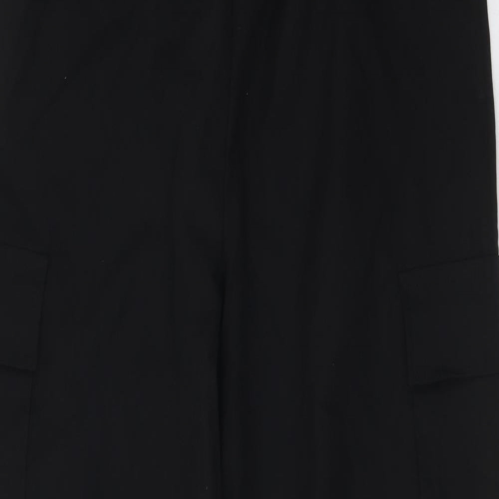 SheIn Mens Black Polyester Cargo Trousers Size M L28 in Regular