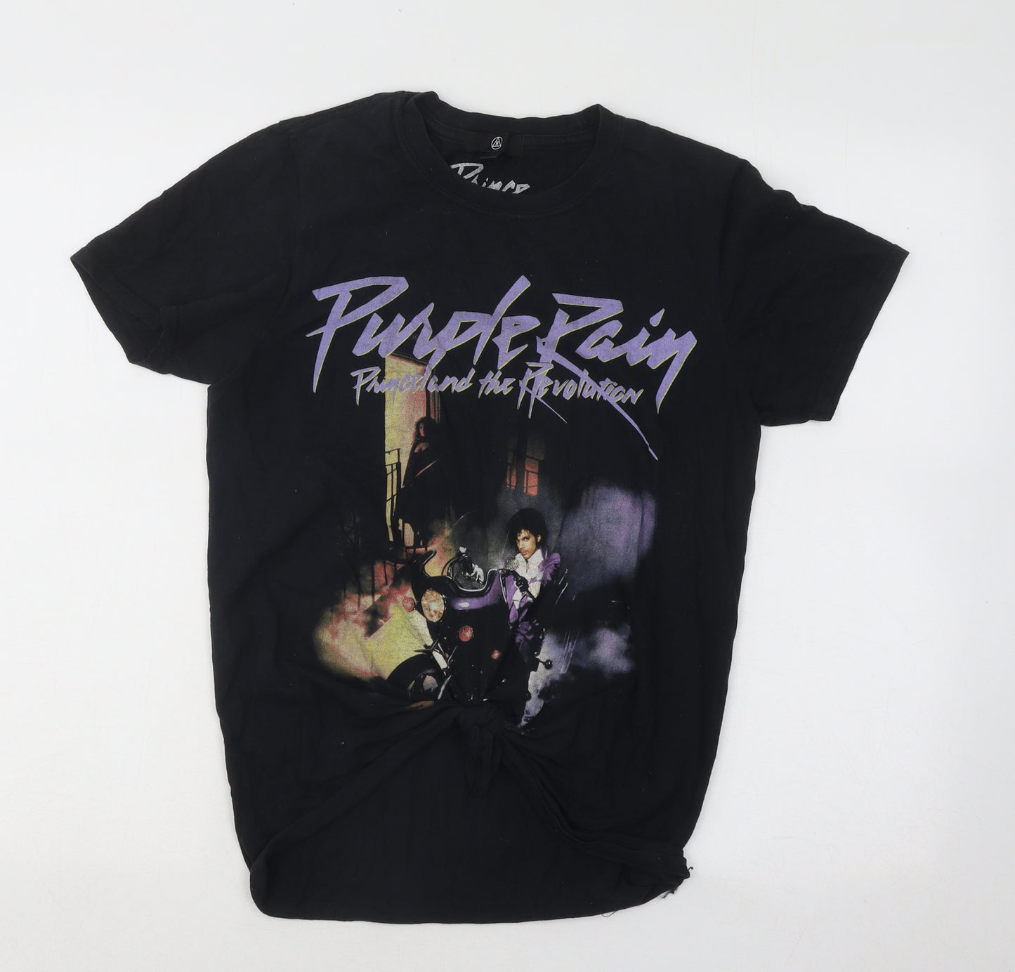 Missguided Womens Black Cotton Basic T-Shirt Size M Round Neck - Purple Rain