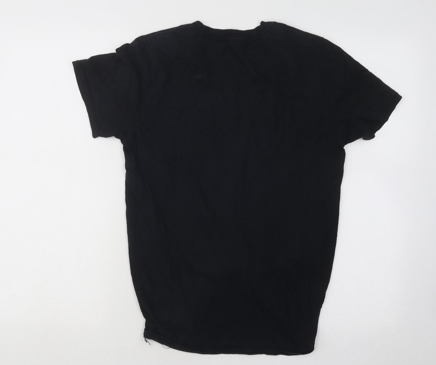 Missguided Womens Black Cotton Basic T-Shirt Size M Round Neck - Purple Rain