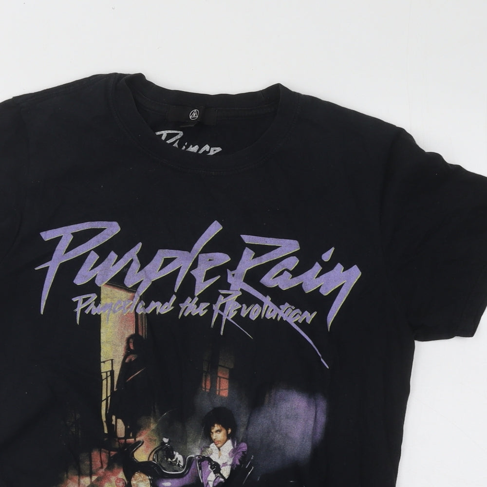 Missguided Womens Black Cotton Basic T-Shirt Size M Round Neck - Purple Rain