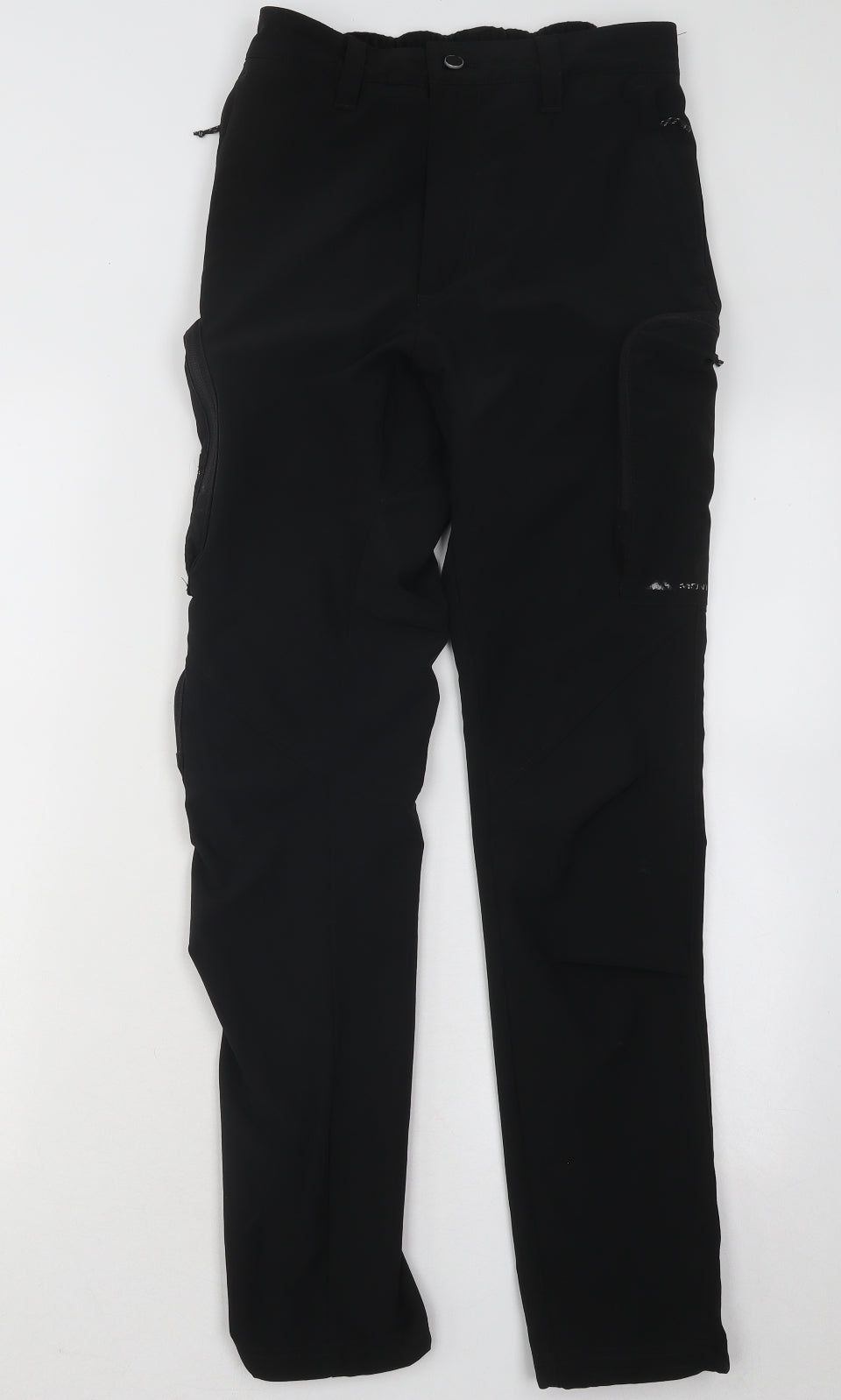 Monterrain Mens Black Polyester Trousers Size XS L29 in Regular Button