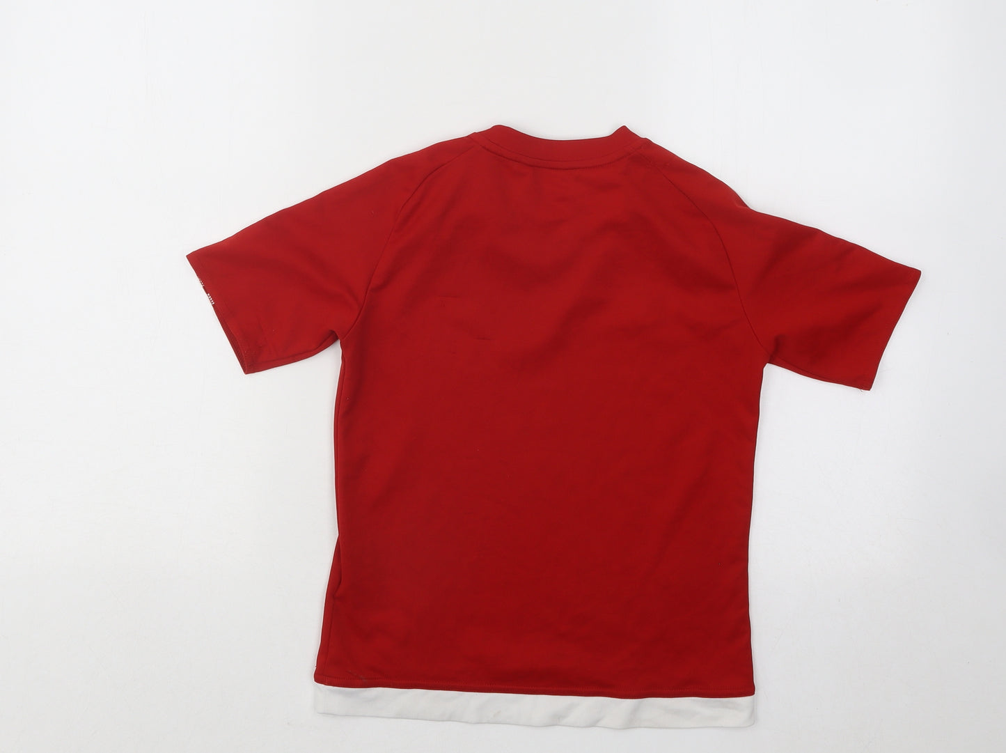 adidas Boys Red Polyester Basic T-Shirt Size 9-10 Years Round Neck Pullover